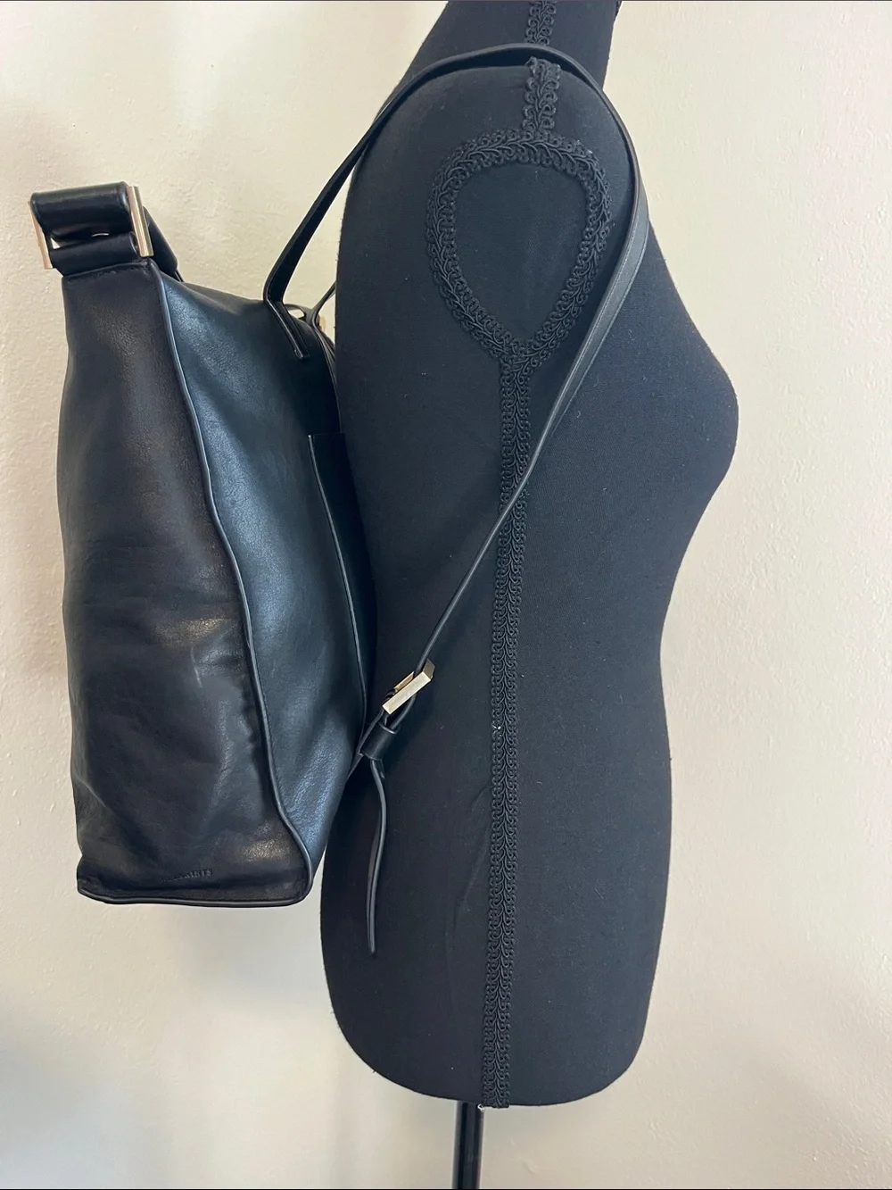 6 HOUR SALE! AllSaints Black Leather Backpack Handbag with Gold Hardware - Picture 3 of 13